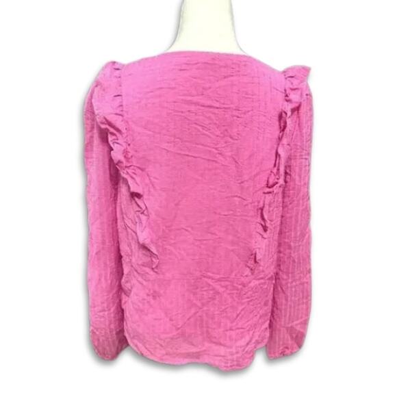 Vero Moda V-Neck Blouse Ruffle Details Lightweight Striped Pattern Pink S NWOT - Picture 4 of 8